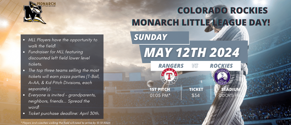 Annual MLL Rockies Day on Sale Now!