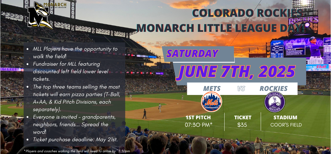 Monarch Rockies Day Tickets!