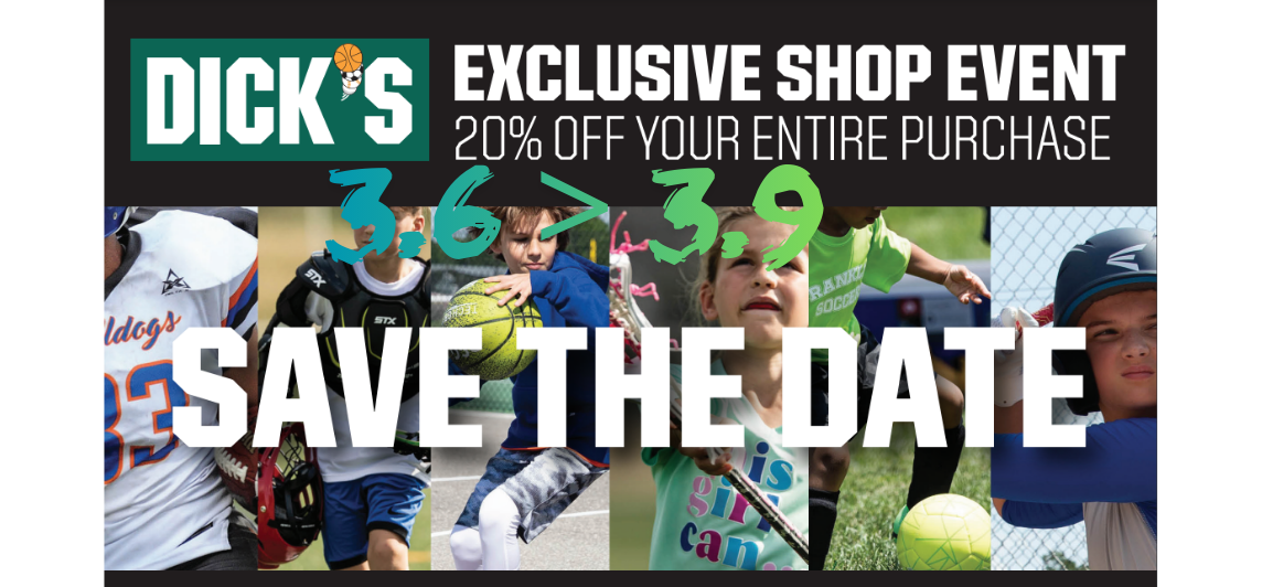Save the dates! 20% off at Dick's Sporting Goods